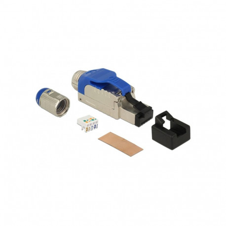 DeLOCK RJ-45 plug field assembly Cat.8.1 (blue, metal housing)