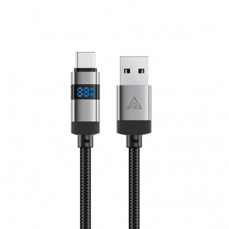 Acefast C15-04 USB-A - USB-C Cable with Display 480Mb/s 66W 1.2m - Black