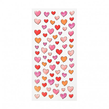 Kleebised kuldse servaga – Südamed roosa, 72tk