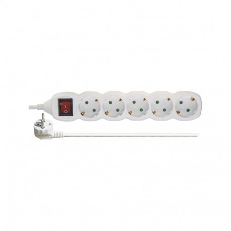Pikendusjuhe 5 pesaga maandusega lülitiga 5m 3x1.5mm, valge