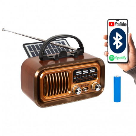 Blow kaasaskantav analoograadio RA16 AM/FM BT päikeseenergial töötav retro 77-555#