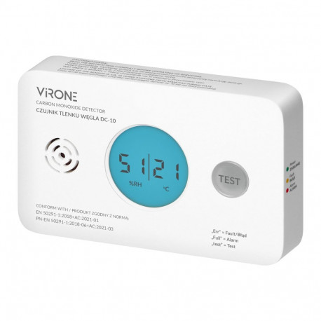 Bateryjny czujnik tlenku węgla (czadu), 2xAA, żywotność sensora 10 lat