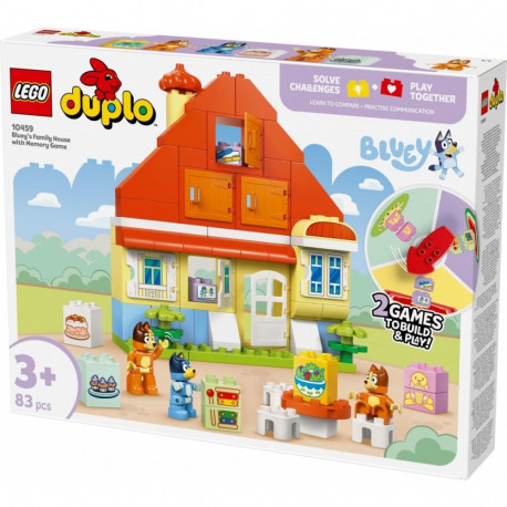Klocki duplo Bluey 10459 sinine pereelamu mängumajaga mälumänguga