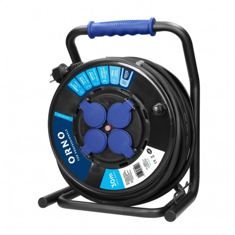 Professionaalne trummel-pikendusjuhe IP44, 4 schuko pistikupesa, õlikindel kummikaabel, H07RN-F 3x2,