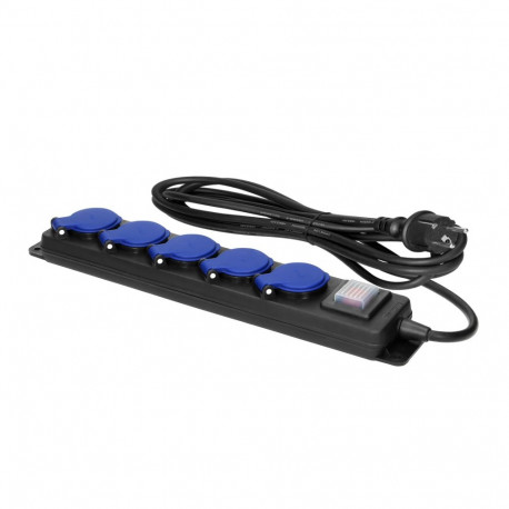 töökoja 5-pesaline pritsmekindel pikendusjuhe lülitiga 2P+Z IP44 kummikaabel H05RR-F 3x1,5mm 3m