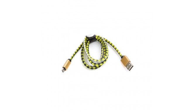 PLATINET MICRO USB TO USB LEATHER CHECKED CABLE 1M YELLOW