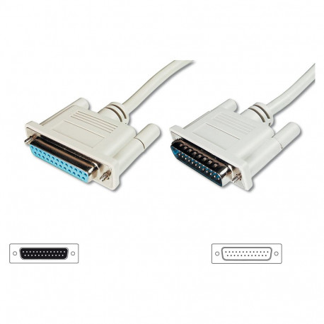 DIGITUS D-Sub25 andmeedastuse pikendus St/Bu 10.0m, beež