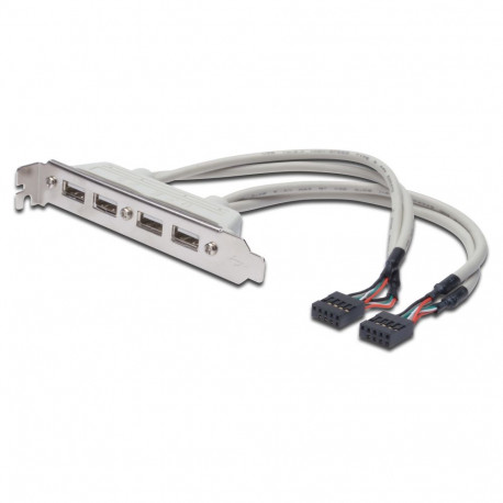 "DIGITUS USB Slotblechkabel, 4x Typ A-2x10pin IDC Bu/Bu 0.25m"