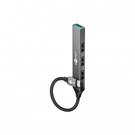 Goobay Slim 4-pordiline USB-jaotur, USB-C™ USB-A-le, 5 Gbit/s