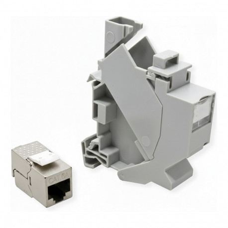 "ROLINE Tragschienenadapter fr Keystone Module, inkl. Cat.6A Keystone, geschirmt, 45"