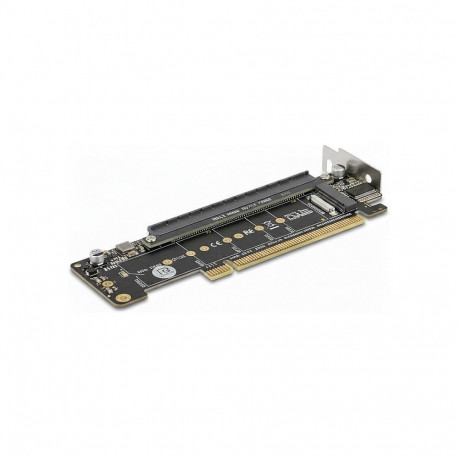 "PCI Express 4.0 x16 Riser Karte mit 2 x M.2 Key M NVMe Slot – Bifurcation"