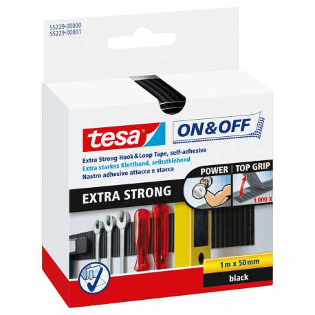 "Tesa Klettklebeband 1m x 50mm on&off schwarz 55229"