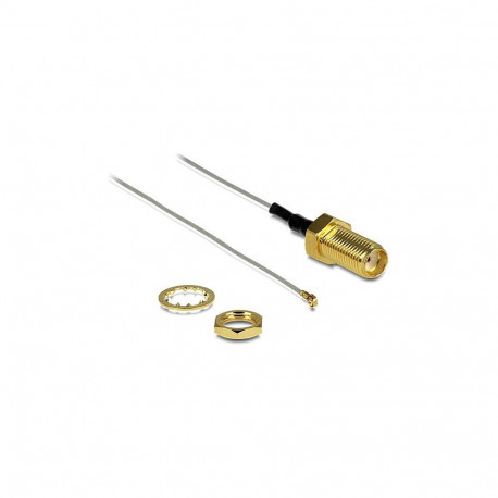"Antennenkabel SMA Buchse zum Einbau zu I-PEX Inc., MHF® 4 Stecker 0.81, 20 cm Gewindelänge 10 mm"