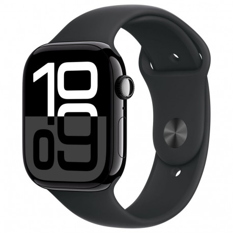 Apple Watch Series 10 GPS + Cellular 46mm läikivmust alumiiniumkorpus musta sportrihmaga - M/L
