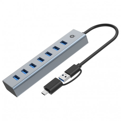 CONCEPTRONIC 7-pordiline USB-A 3.0 / USB-C jaotur, hall, ilma toiteplokita