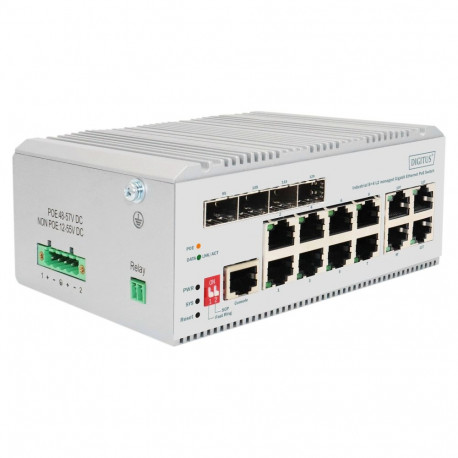 Digitus 8+4P tööstuslik L2-haldatav Gigabit Ethernet PoE kommutaator