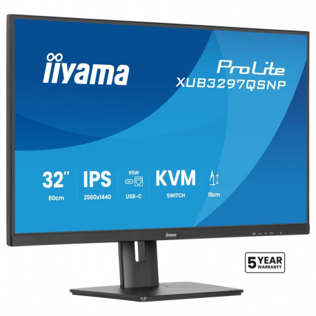IIYAMA XUB3297QSNP-B1 81,28cm 32-tolline IPS-paneel 2560x1440 350cd/m USB-C Dock LAN/95W PD/DP-OUT K