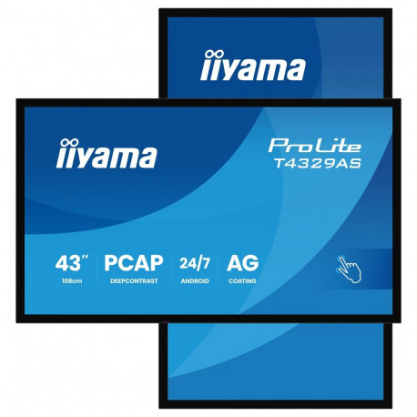 Iiyama DS T4329AS 108cm PCAP puuteekraan 43''/3840x2160/2xHDMI/USB/USB-C 24/7