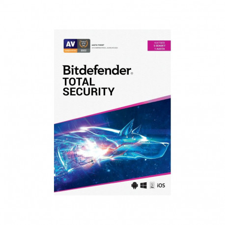 Tarkvara Bitdefender Total Security, 1 aasta, 5 seadet, KARP