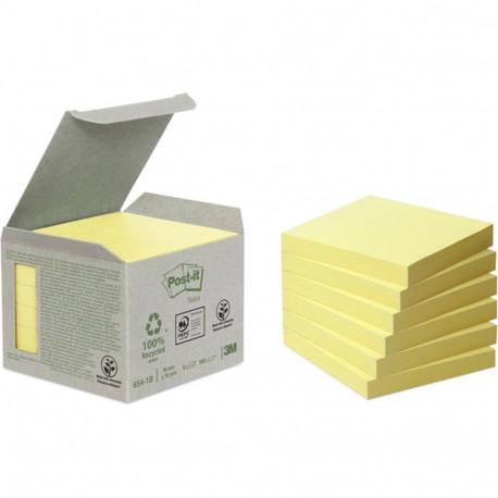 Note paper 76x76mm POST-IT Recycled 654RY yellow 6x100 sheets