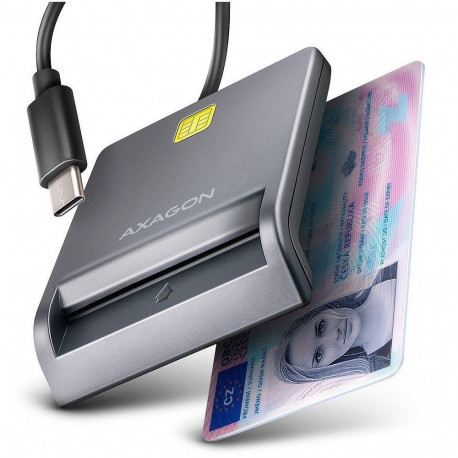 ID-kaardi lugeja Axagon USB-C CRE-SM3TC, must