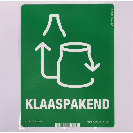 Kleebis prügikastile - Klaaspakend 145x190mm