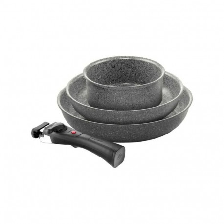 Ballarini Set of 3 Torre pans Ø24cm, Ø28cm and sauce pan Ø16cm + 3 removable handles