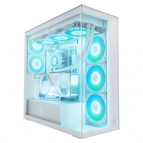 "Arctic Xtender (White) transparent window with GPU vertical mount"