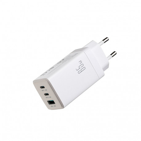 Joyroom JR-TG10 65W GaN 2x USB-C + USB-A wall charger with 100W USB-C - USB-C 1.2m cable - white