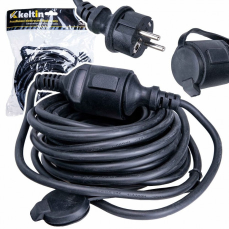Geko ehitusplats pikenduskaabel K00220, 10m, 3x2.5mm², 1x16A 230V~50Hz, IP44, must, CE sertifitseeri