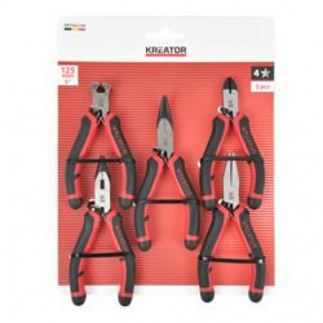 Mini plier set KREATOR KRTH62106 125mm, 5 pcs, Jaw depth 12 mm