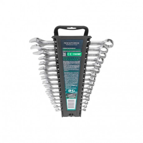 Rockforce RF-5161MP Combination wrench set, 16 pcs, 6-24 mm, CrV, straight, anti-corrosion