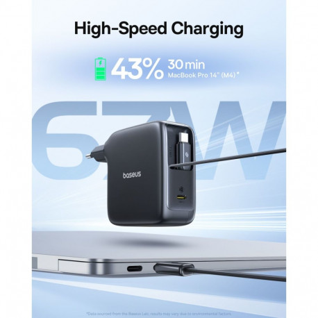 Baseus EnerCore CJ21 Charger Retractable 3C 67W EU, Black