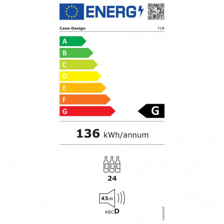 Caso | Smart Wine Cooler | WineExclusive 24 | Energy efficiency class G | Showcase | Bottles capacit
