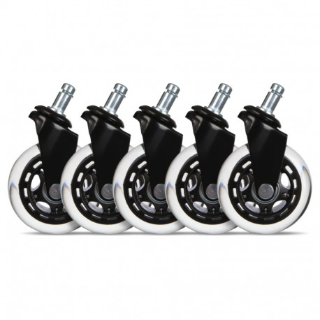 Kummist rattad mänguritoolile EL33T - must - 5tk komplektis (tihvt 11mm ja ratta läbimõõt 75mm)