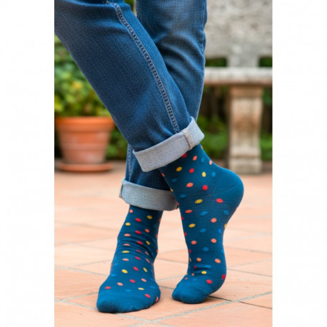SOKISAHTEL KAYRON sinised täpilised puuvillased sokid 446