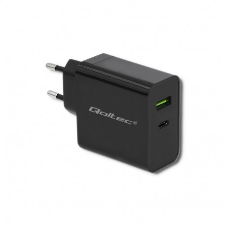 Qoltec 51717 Charger | 45W | 5-20V | 2.25-3A | USB type C PD | USB | Black