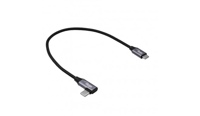 Cable;USB 2.0;USB C plug,USB C angled plug;nickel plated, 0,3m