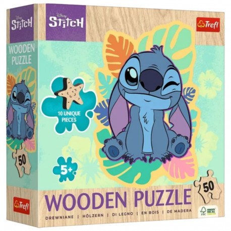 Trefl puidust kontuurpusle 20281 50 Disney Lilo & Stitch rõõmus Stitch