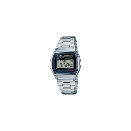 "Casio A158WA-1DF Vintage Unisex-Uhr Digital mit Edelstahlarmband, schwarz/silber"
