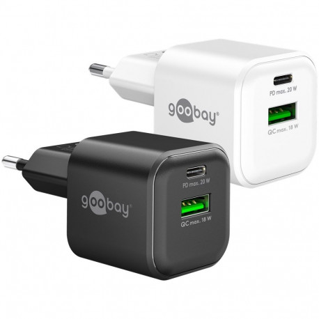 Goobay 20 W USB-C PD GaN Dual Fast Charger white white