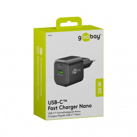 Goobay 20 W USB-C PD GaN Dual Fast Charger black black