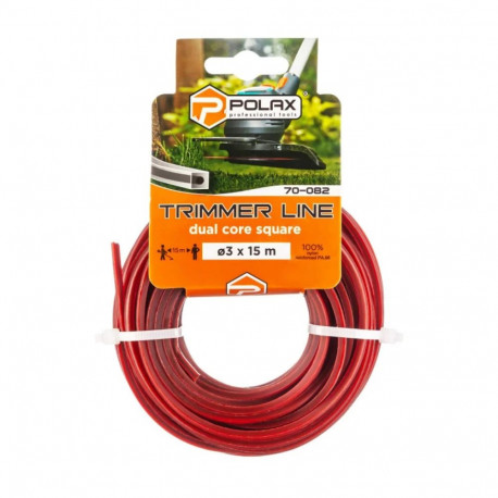 Trimmera aukla patiprināta "Square with Cord" 3mm x 15m, Polax