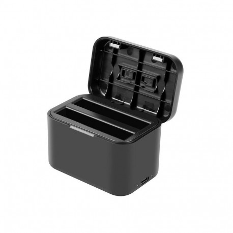 Charging Case - Puluz Insta360 X4 Dual Battery Charger, Memory Card Storage, Black