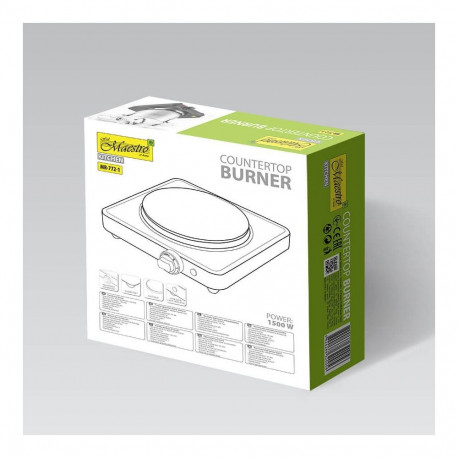 Countertop Hob - Maestro MR-772-1 1500W 1 Zone Cast Iron Black