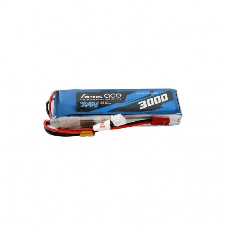 Battery - Gens Ace 3000mAh 7.4V 2S1P LiPo Battery JST-SYP Connector