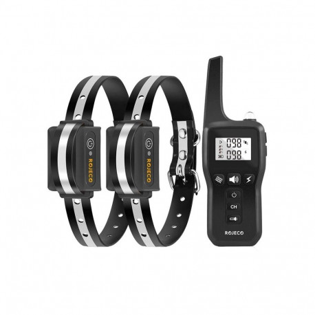 Pet Training Collar - Rojeco PD529 1000m with 2 Collars, Adjustable Levels, Black