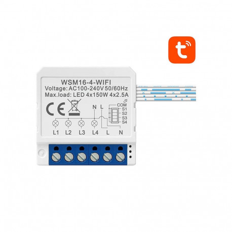 Smart Switch Module - AVATTO WSM16-W4 WiFi, 4 Channels, TUYA