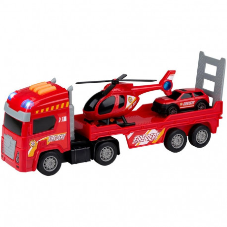 Tuletõrjeauto koos helikopteri ja autoga