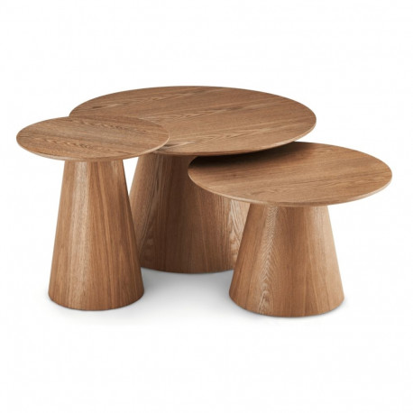 Diivanilaud TANGO 3tk ø45/60/80, looduslik tamm